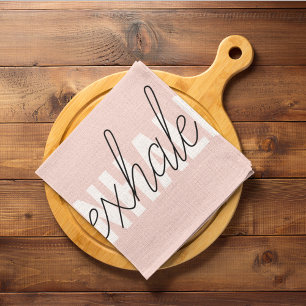 Modern Pastel Pink Inhale Exhale Quote Tea Towel