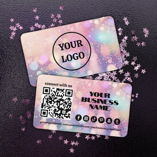 Modern Pastel pink Light Flare QR Code Business Card (Creator Uploaded)
