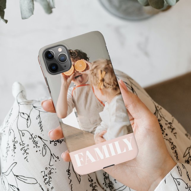 Modern Pastel Pink Love Family Photo iPhone Case (Creator Uploaded)