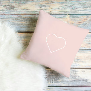 Modern Pastel Pink & Minimalist Heart Lovely Gift Cushion