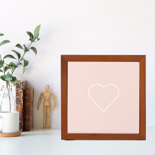 Modern Pastel Pink & Minimalist Heart Lovely Gift Desk Organiser