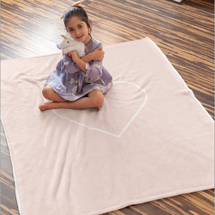Modern Pastel Pink & Minimalist Heart Lovely Gift Fleece Blanket