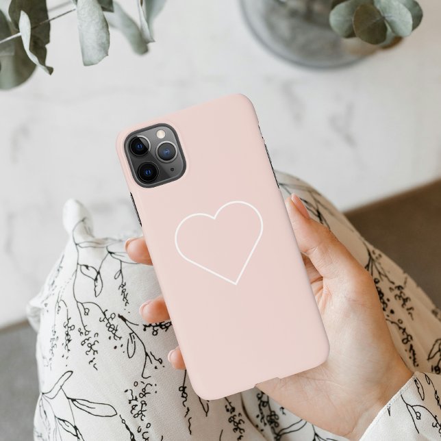 Modern Pastel Pink & Minimalist Heart Lovely Gift iPhone Case (Creator Uploaded)