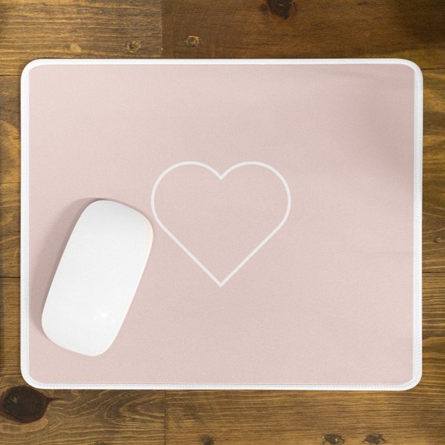 Modern Pastel Pink & Minimalist Heart Lovely Gift Mouse Pad (Creator Uploaded)