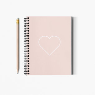 Modern Pastel Pink & Minimalist Heart Lovely Gift Notebook