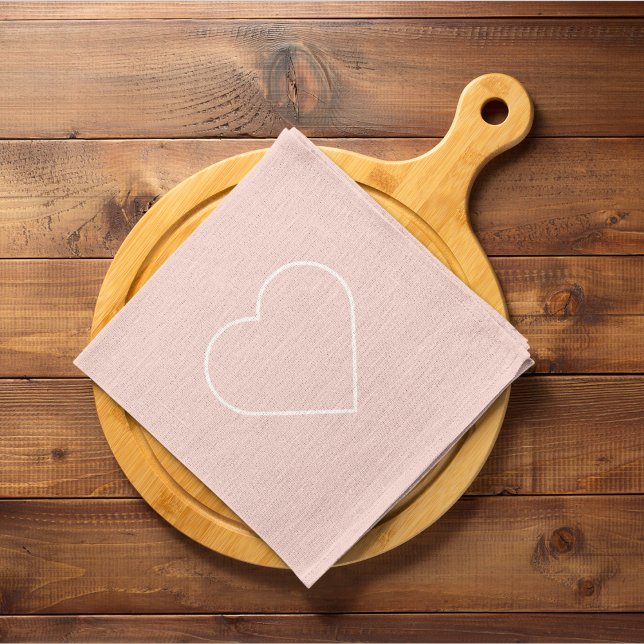 Modern Pastel Pink & Minimalist Heart Lovely Gift Tea Towel (Creator Uploaded)