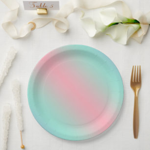 Modern pastel pink mint light green gradient paper plate