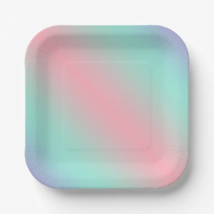 Modern pastel pink mint purple gradient paper plate