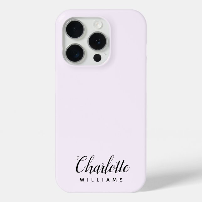 Modern Pastel Pink Monogram iPhone 15 Pro Case (Back)