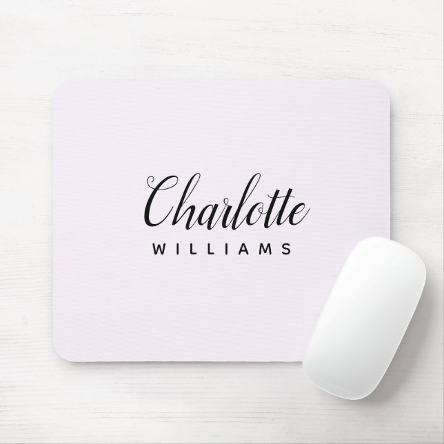 Modern Pastel Pink Monogram Mouse Pad  (With Mouse)