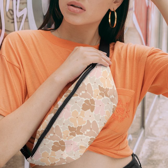 Modern Pastel Pink Orange Floral Girly Pattern Bum Bags (Creator Uploaded)