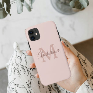 Modern Pastel Pink   Personal Initial Girly Case-Mate iPhone Case