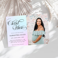 Modern Pastel Pink Photo Cloud Nine Baby Shower