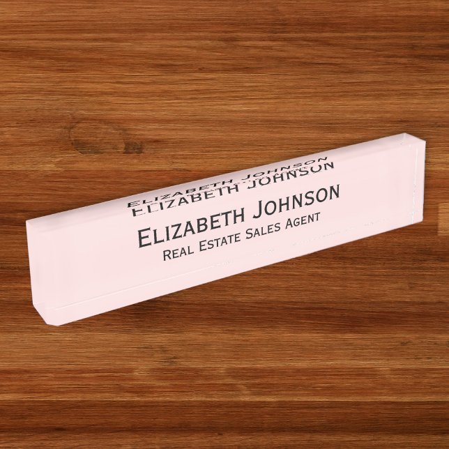 Modern Pastel Pink Professional Business Executive Nameplate (Modern Pastel Pink Professional Business Executive Desk Name Plate)