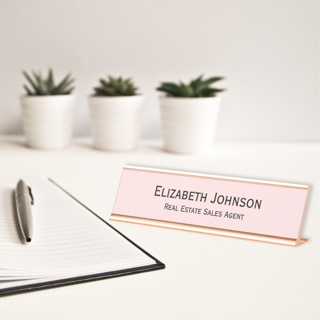 Modern Pastel Pink Professional Business Office Desk Name Plate (Modern Pastel Pink Professional Business Office Desk Name Plate)