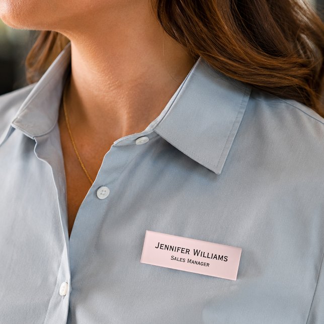 Modern Pastel Pink Professional Executive Magnetic Name Tag (Modern Pastel Pink Professional Executive Magnetic Name Tag)