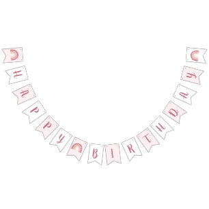 Modern Pastel Pink Rainbow Happy Birthday Bunting