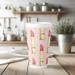Modern Pastel Pink & Red Lipstick Pattern Girly Latte Mug<br><div class="desc">Modern Pastel Pink & Red Lipstick Pattern Girly</div>