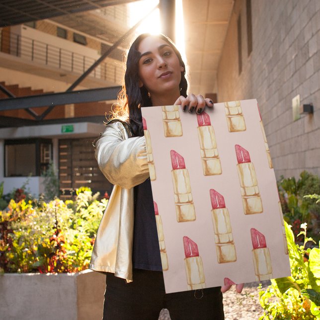 Modern Pastel Pink & Red Lipstick Pattern Girly Poster (Creator Uploaded)