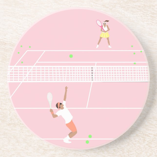 Modern Pastel Pink Tennis Match Coaster (Front)