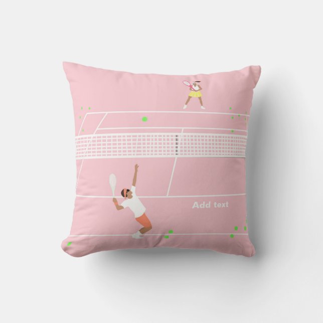 Modern Pastel Pink Tennis Match Cushion (Front)