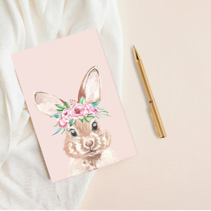 Modern Pastel Pink Watercolor Bunny With Flowers Post-it Notes
