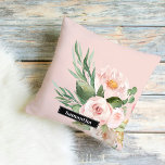 Modern Pastel Pink Watercolor Flowers & Name Cushion<br><div class="desc">Modern Pastel Pink Watercolor Flowers & Name</div>