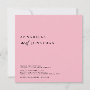 Modern Pastel Pink White Contemporary Wedding Invitation