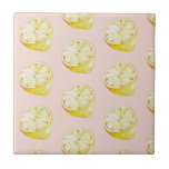 Modern Pastel Pink &  Yellow Lemons Pattern Tile<br><div class="desc">Modern Pastel Pink &  Yellow Lemons Pattern</div>