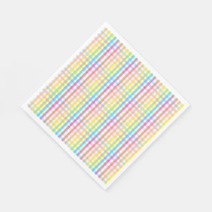 Modern Pastel Plaid Rainbow Baby Shower Party Napkin