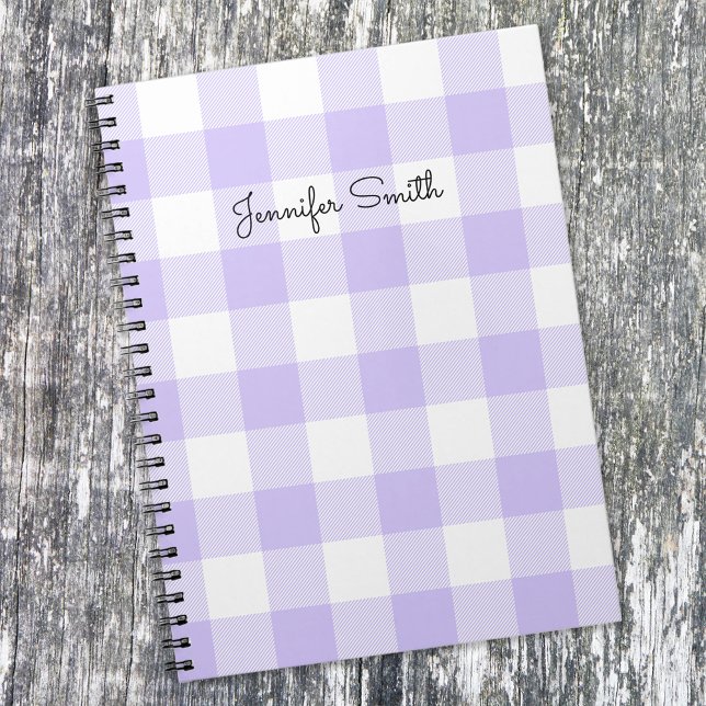 Modern Pastel Purple and White Gingham Check Notebook (Creator Uploaded)