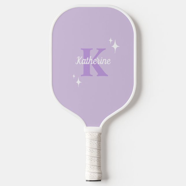 Modern Pastel Purple Monogrammed Feminine Pickleball Paddle (Front)