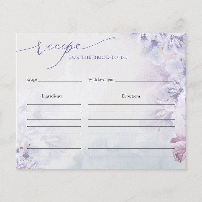 Modern pastel purple spring flowers Bridal Shower (Front)