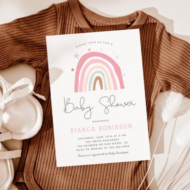 Modern Pastel Rainbow Baby Shower Invitation (Creator Uploaded)