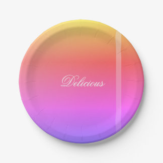 Modern Pastel Rainbow Designer Round Paper Plate