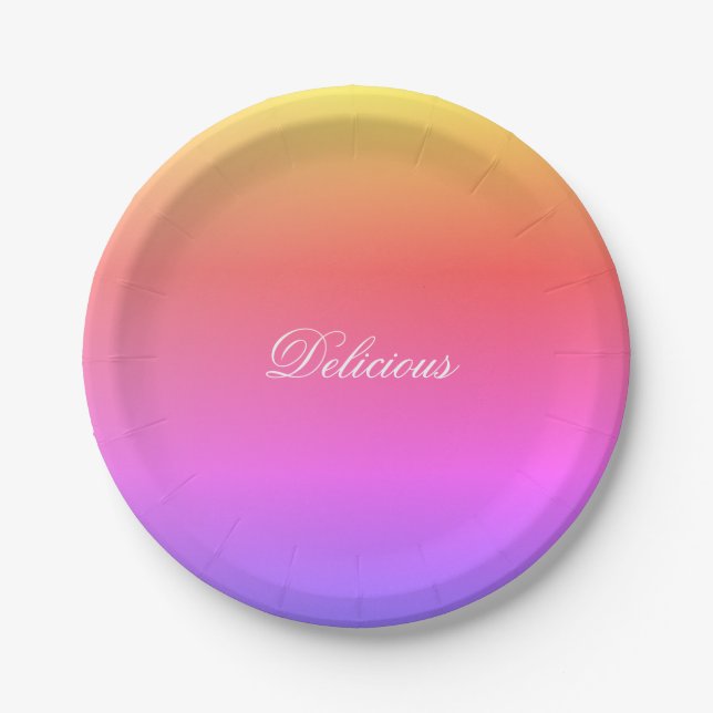Modern Pastel Rainbow Designer Round Paper Plate (Front)