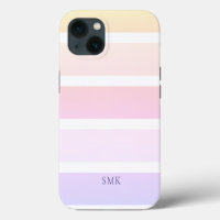 Modern Pastel Rainbow Stripes Monogram