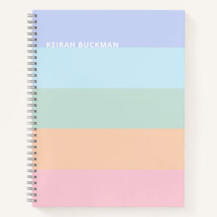 Modern Pastel Rainbow Stripes Name Notebook