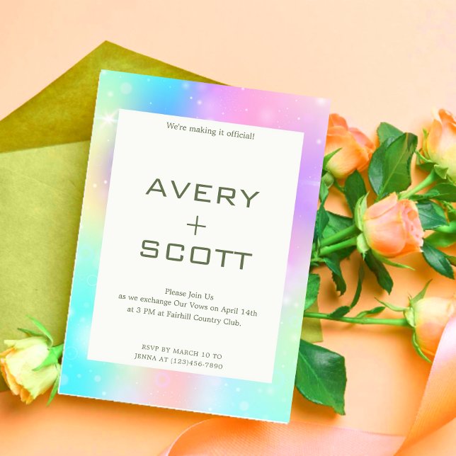 Modern Pastel Rainbow Wedding Invitation (Creator Uploaded)