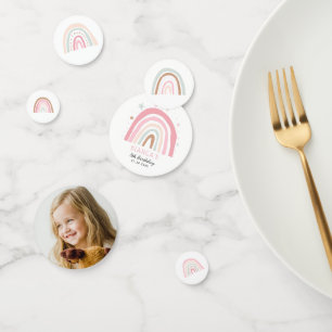 Modern Pastel Rainbows Birthday Photo Confetti