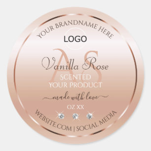 Modern Pastel Rose Coral Product Label Jewels Logo