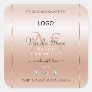Modern Pastel Rose Coral Product Label Jewels Logo