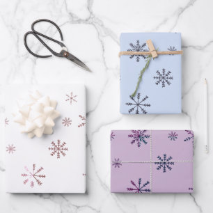 Modern Pastel Snowflakes Wrapping Paper Sheet