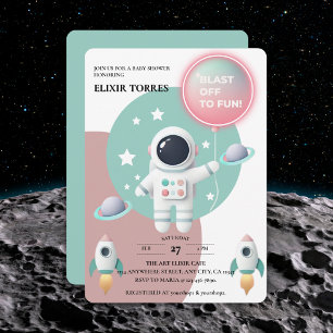 Modern Pastel Space Explorer Baby Shower Invitation