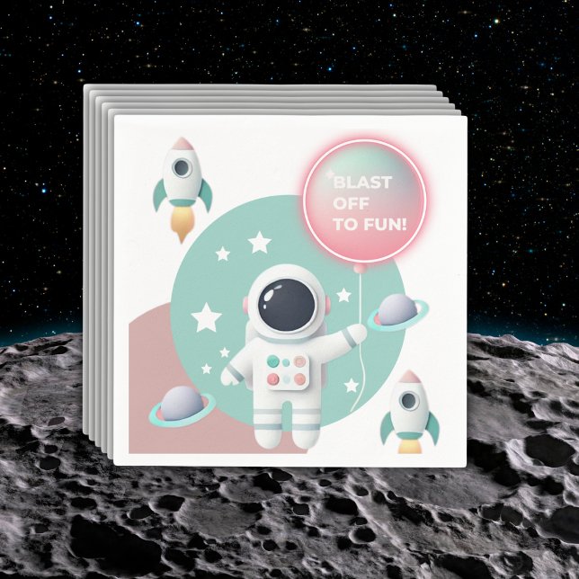 Modern Pastel Space Explorer Baby Shower Napkin (Creator Uploaded)