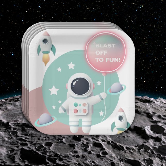 Modern Pastel Space Explorer Baby Shower Paper Plate (Creator Uploaded)