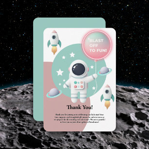 Modern Pastel Space Explorer Baby Shower Thank You Card