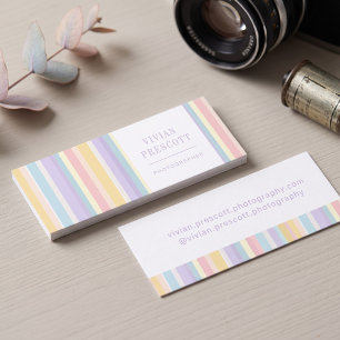 Modern Pastel Stripe Frame Design Mini Business Card