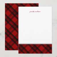 Modern Pastel Teal Red Gingham Plaid Check Note