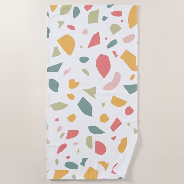 Modern pastel terrazzo pattern beach towel (Front)